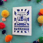 A driving test congratulations card, personalised and laser cut