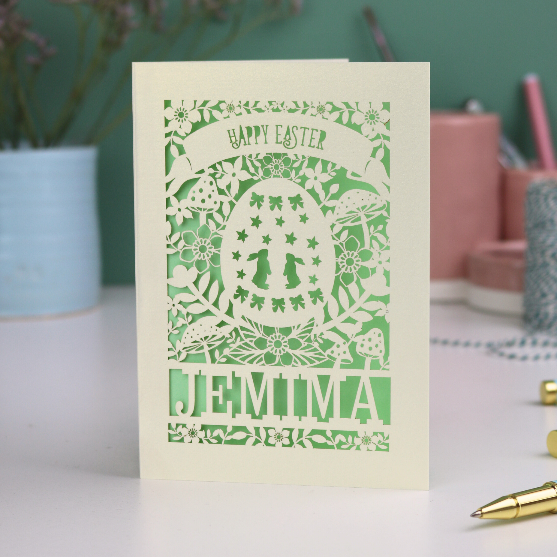 Personalised Papercut Easter Egg Card