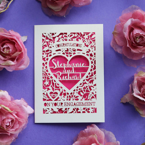 A laser cut card for an engagement - A6 (small) / Shocking Pink