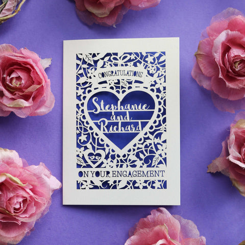 A cream and violet cut out engagement card - A6 (small) / Infra Violet