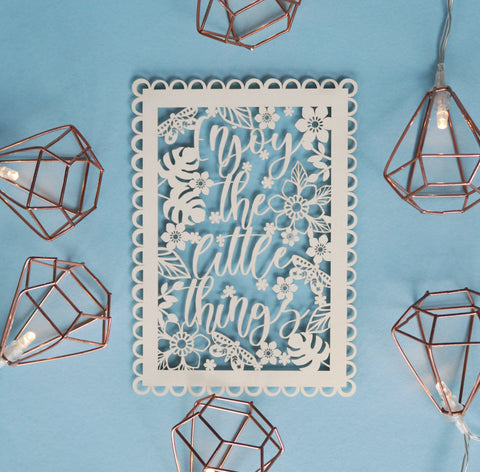 Enjoy The Little Things Papercut Quote Postcard - 