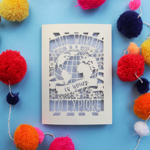 The World is Yours to Explore Laser Cut Card - A6 (small) / Lilac
