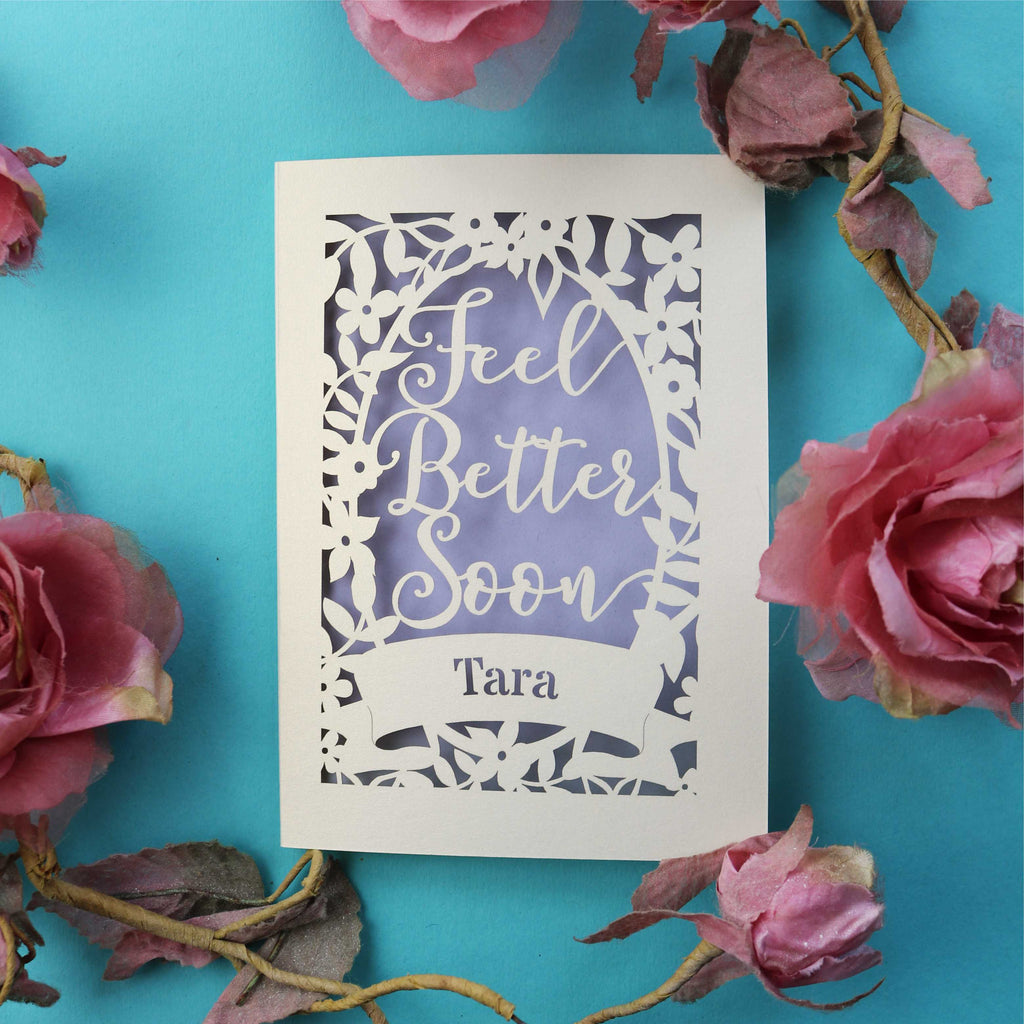 Personalised cancer cards that say feel better soon