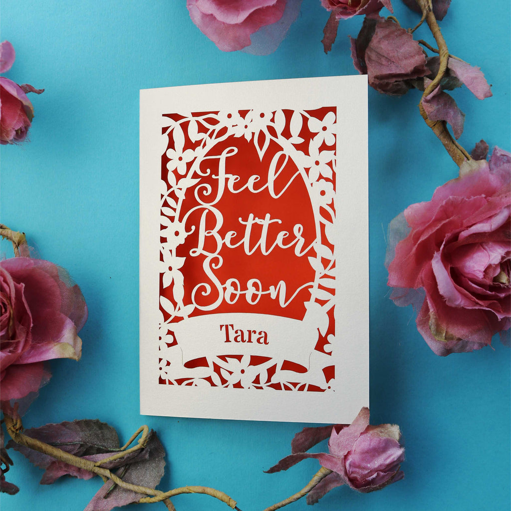 Laser cut personalised cards for poorly family