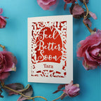 Laser cut personalised cards for poorly family