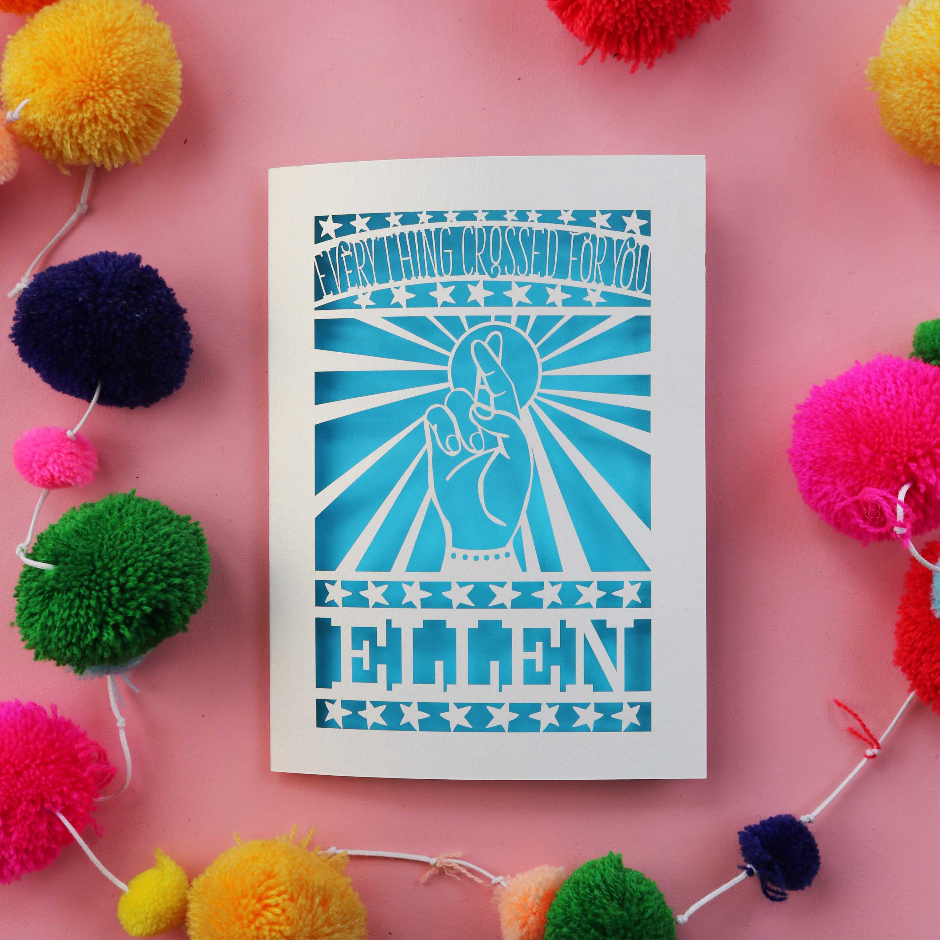 Fingers Crossed Personalised Papercut Card