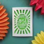 A paper cut "Happy First Fathers Day" card