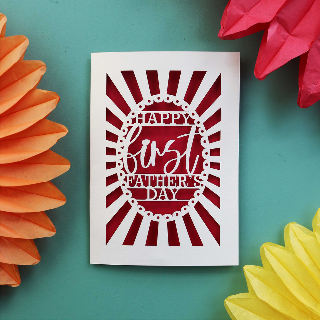 A cut out card for a happy 1st fathers day