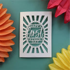 A happy first father's day card laser cut and made in the UK