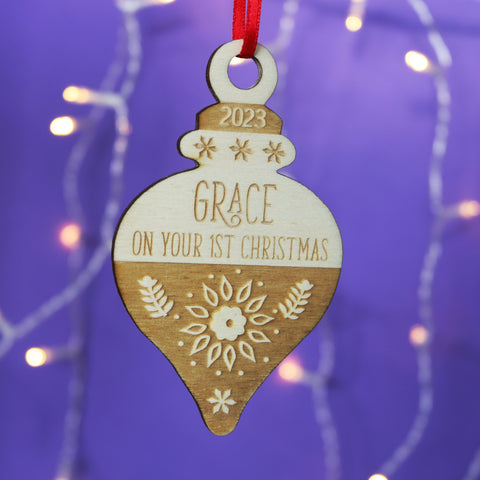 Personalised First Christmas decorations for baby's 1st Christmas - 