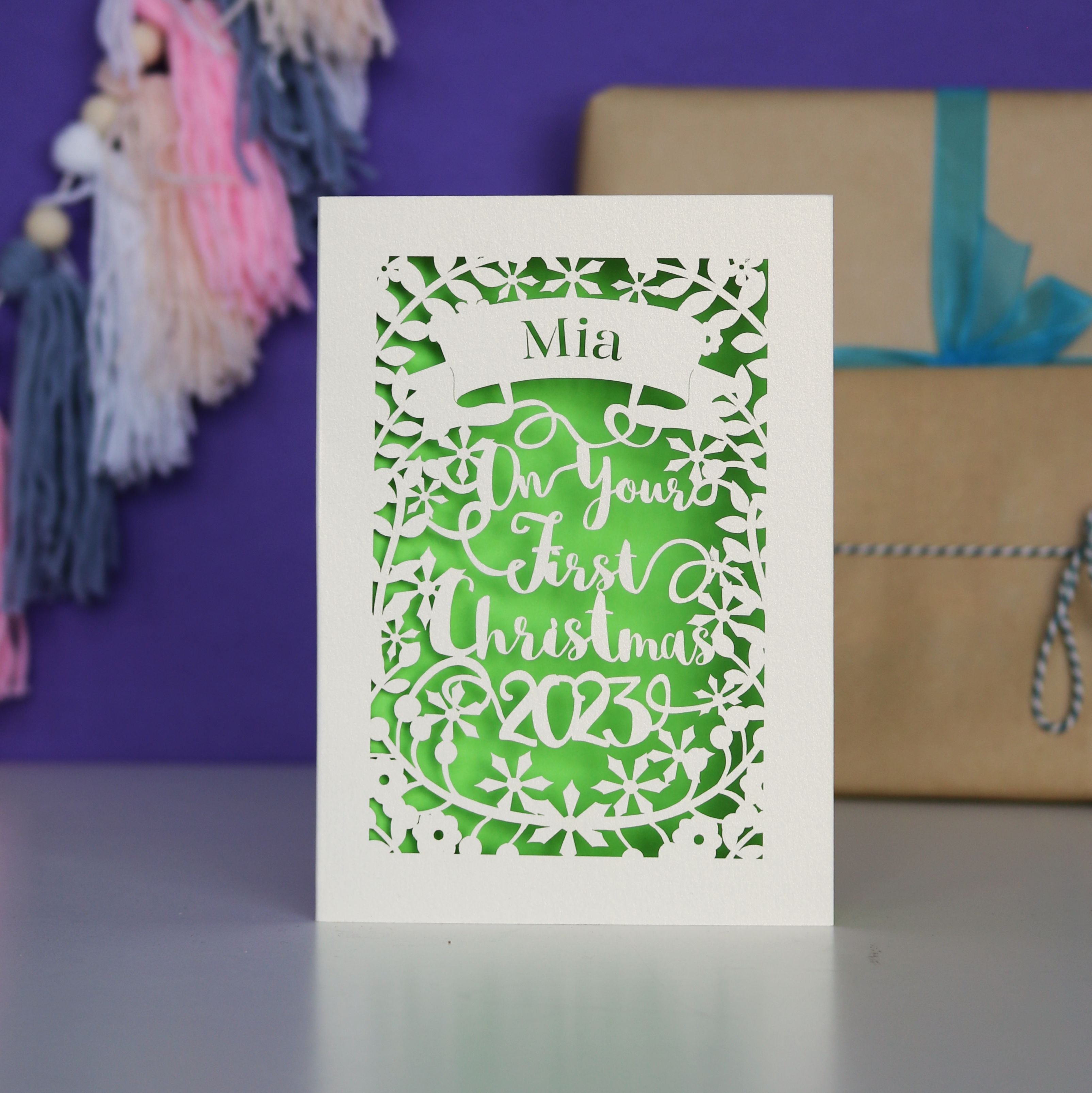 Personalised 'First Christmas' Papercut Card