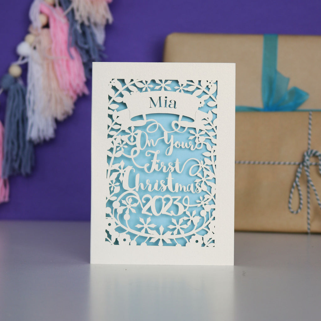 Personalised 'First Christmas' Papercut Card