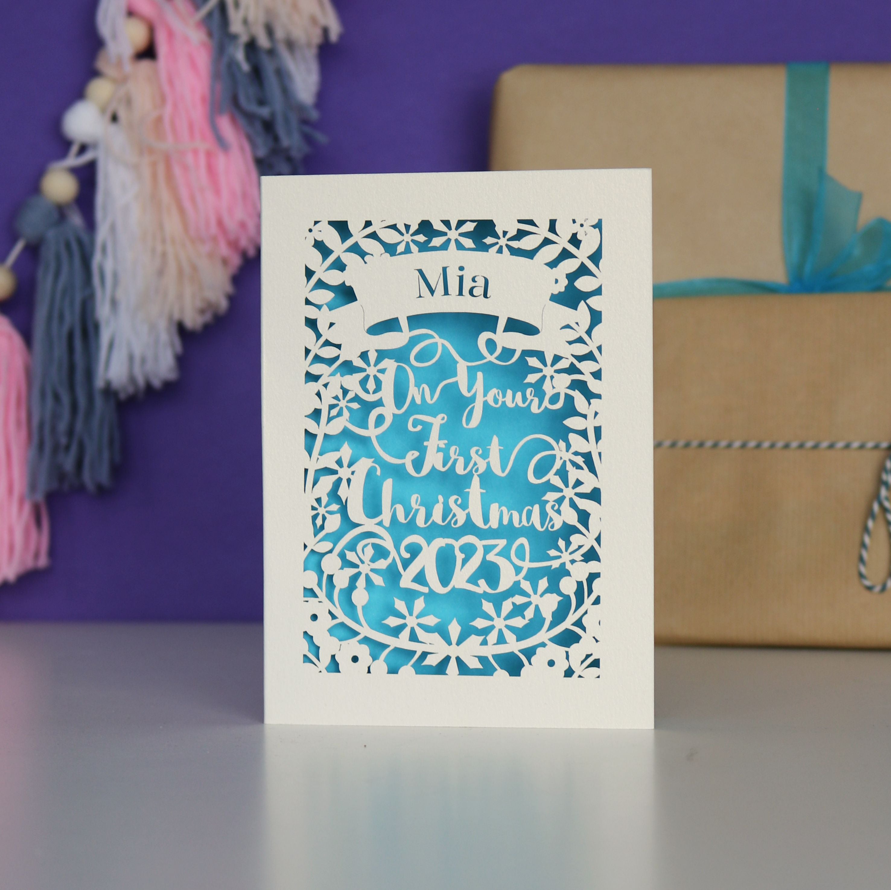 Personalised 'First Christmas' Papercut Card