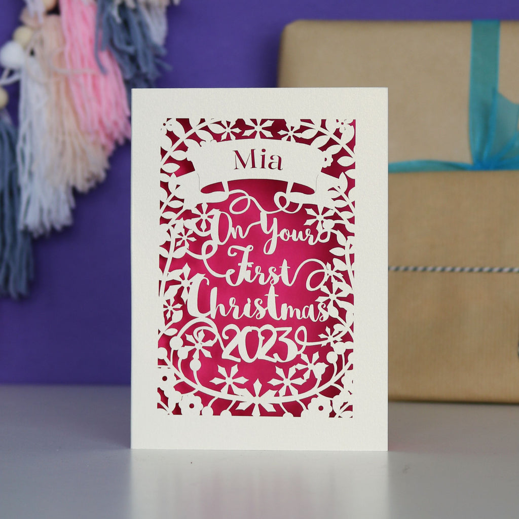 Personalised 'First Christmas' Papercut Card