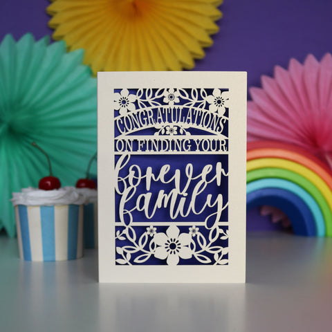 Papercut Forever Family Adoption Card - A5 (large) / Infra Violet