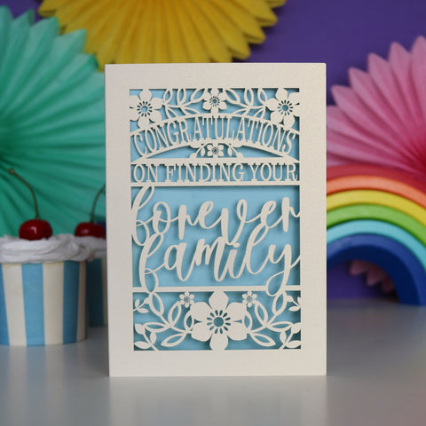 Papercut Forever Family Adoption Card - A5 (large) / Light Blue