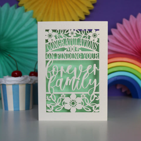 Papercut Forever Family Adoption Card - A5 (large) / Light Green