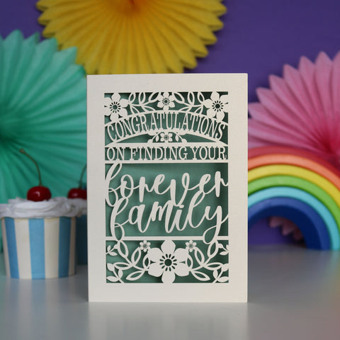 Papercut Forever Family Adoption Card - A5 (large) / Sage Green