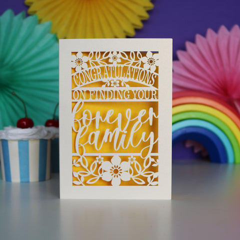 Papercut Forever Family Adoption Card - A5 (large) / Sunshine Yellow