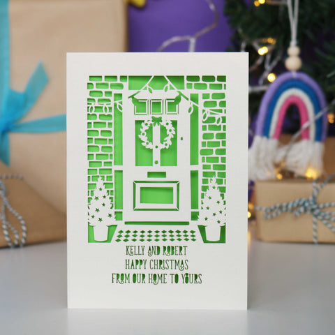 Happy Christmas From Our Home to Yours Papercut Card - A5 / Bright Green