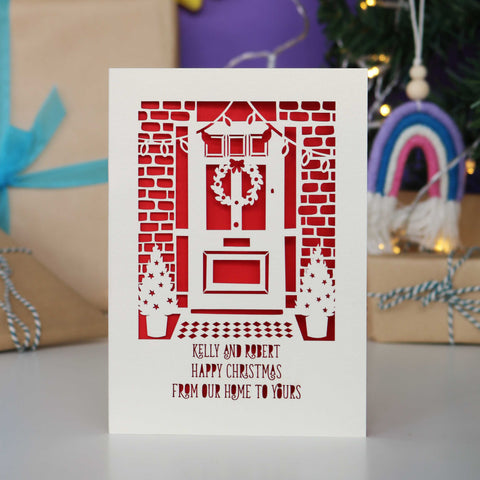 Happy Christmas From Our Home to Yours Papercut Card - A5 / Bright Red