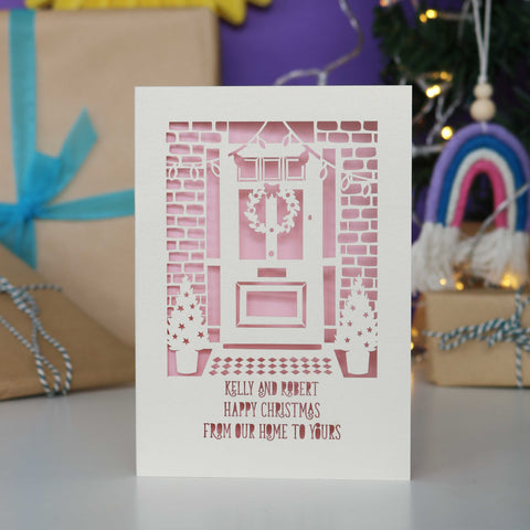 Happy Christmas From Our Home to Yours Papercut Card - A5 / Candy Pink
