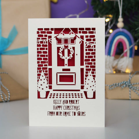 Happy Christmas From Our Home to Yours Papercut Card - A5 / Dark Red