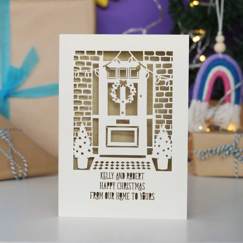 Happy Christmas From Our Home to Yours Papercut Card - A5 / Gold Leaf