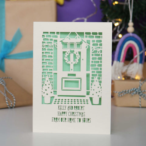Happy Christmas From Our Home to Yours Papercut Card - A5 / Light Green