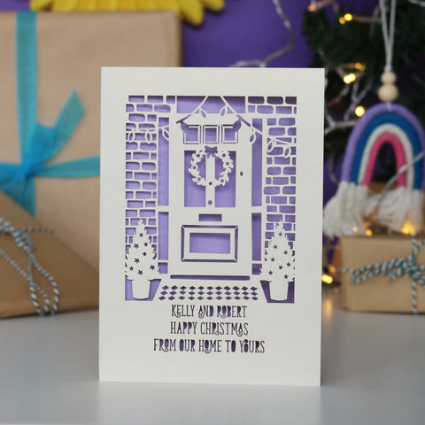 Happy Christmas From Our Home to Yours Papercut Card - A5 / Lilac