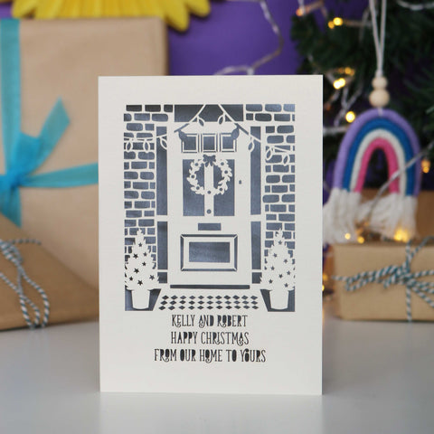 Happy Christmas From Our Home to Yours Papercut Card - A5 / Silver