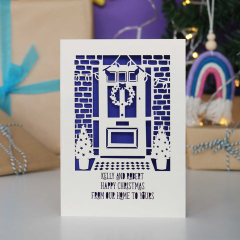 Happy Christmas From Our Home to Yours Papercut Card - A5 / Infra Violet