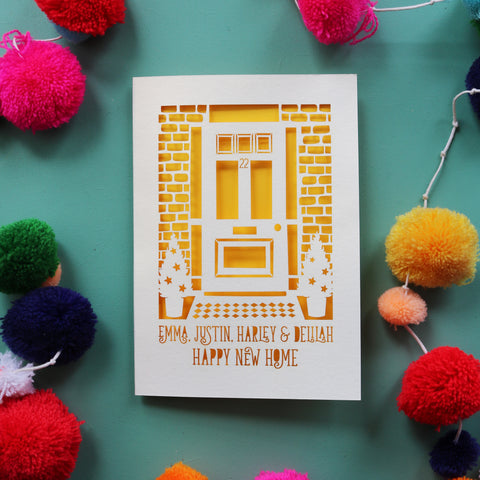 A unique paper cut card for house move - A6 / Sunshine Yellow