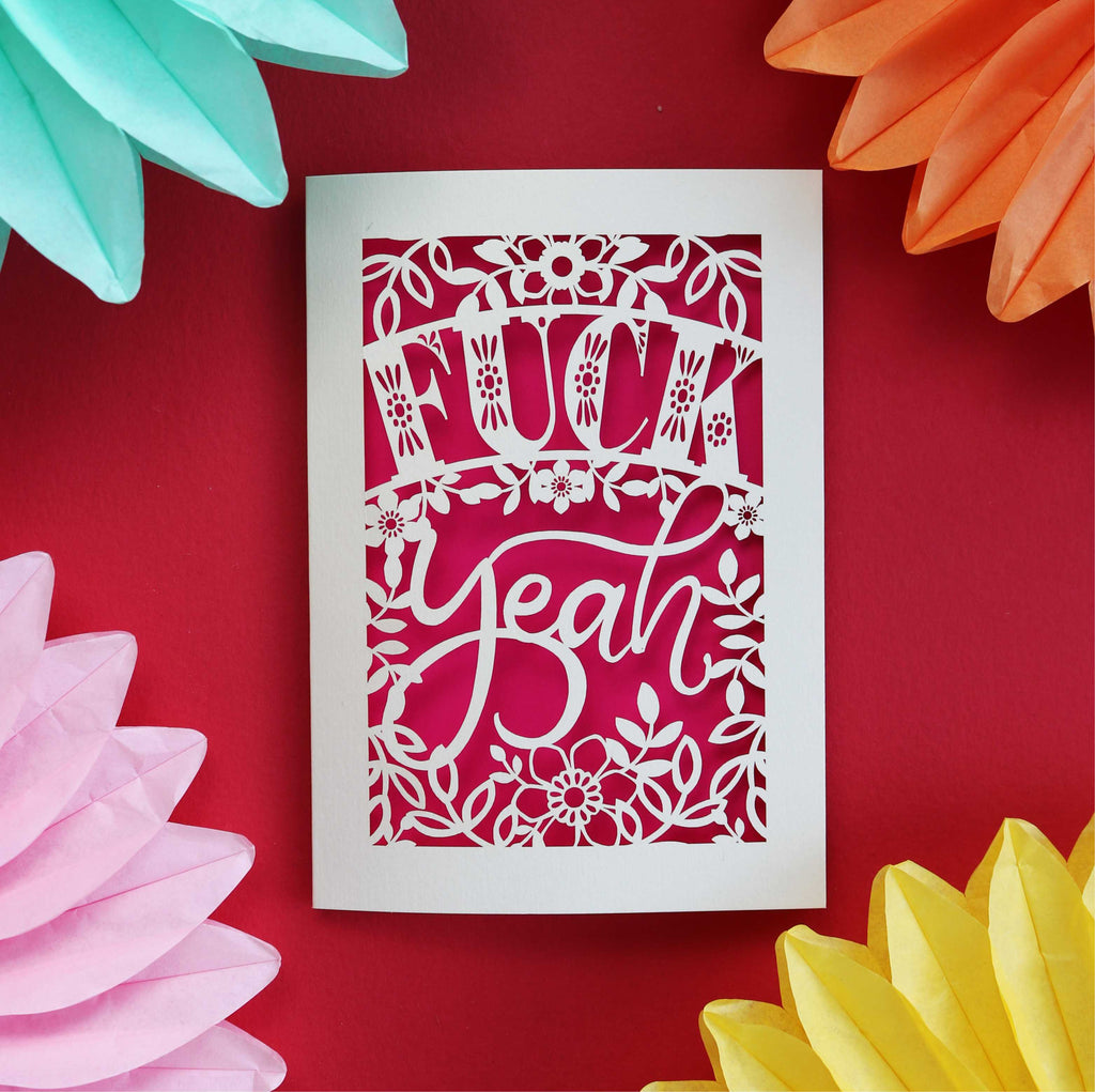 A paper cut congrats card