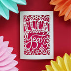A paper cut congrats card