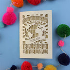 A cute girlfriend Valentine's card that features a paper cut out World design and the words "Happy Valentine's Day to the Best Girlfriend in the World"