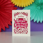 Personalised Papercut 'Be my Godfather?' Card