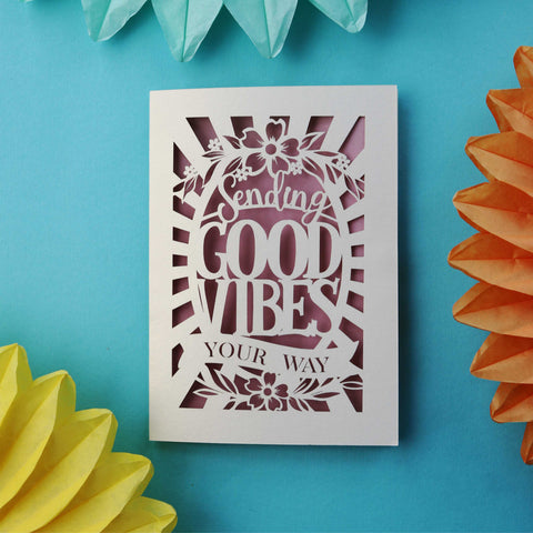 A paper cut card for good luck - A6 (small) / Dusky Pink