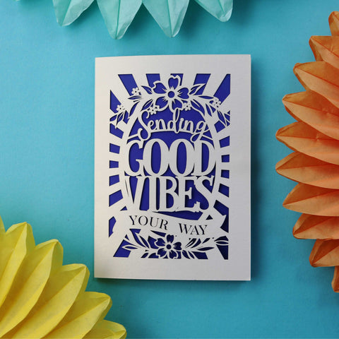 Sending good vibes your way. A laser cut get well soon wishes card - A6 (small) / Infra Violet