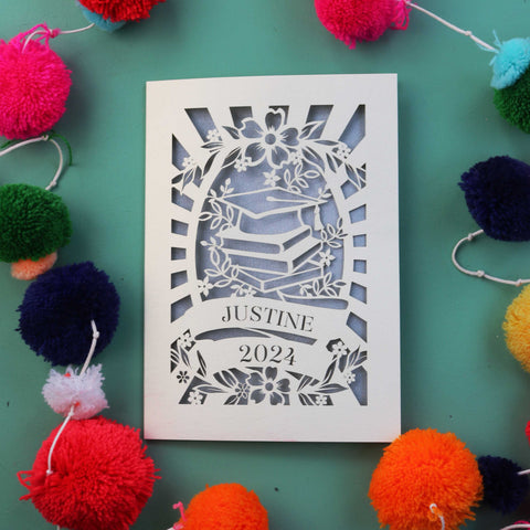 UK graduation cards, laser cut and personalised - A6 (small) / Silver