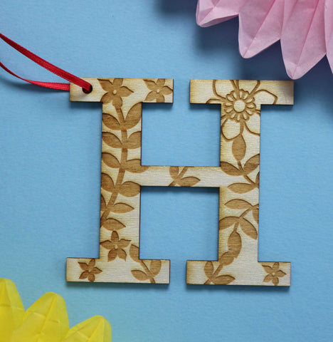 Assorted Letter H Wooden Engraved Hanging Decorations