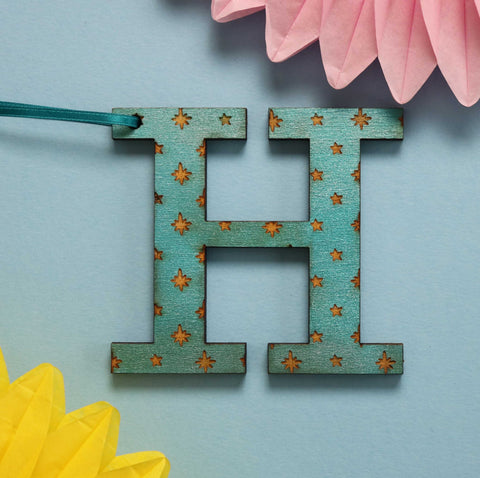 Assorted Letter H Wooden Engraved Hanging Decorations - 