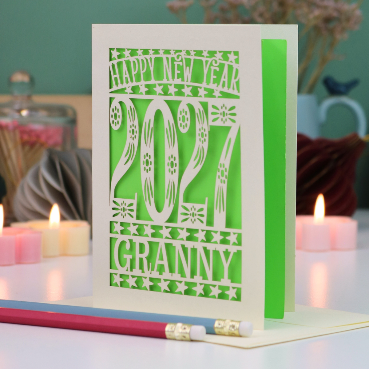 Personalised Papercut Happy New Year Card 2027