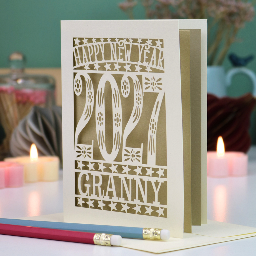 Personalised Papercut Happy New Year Card 2027