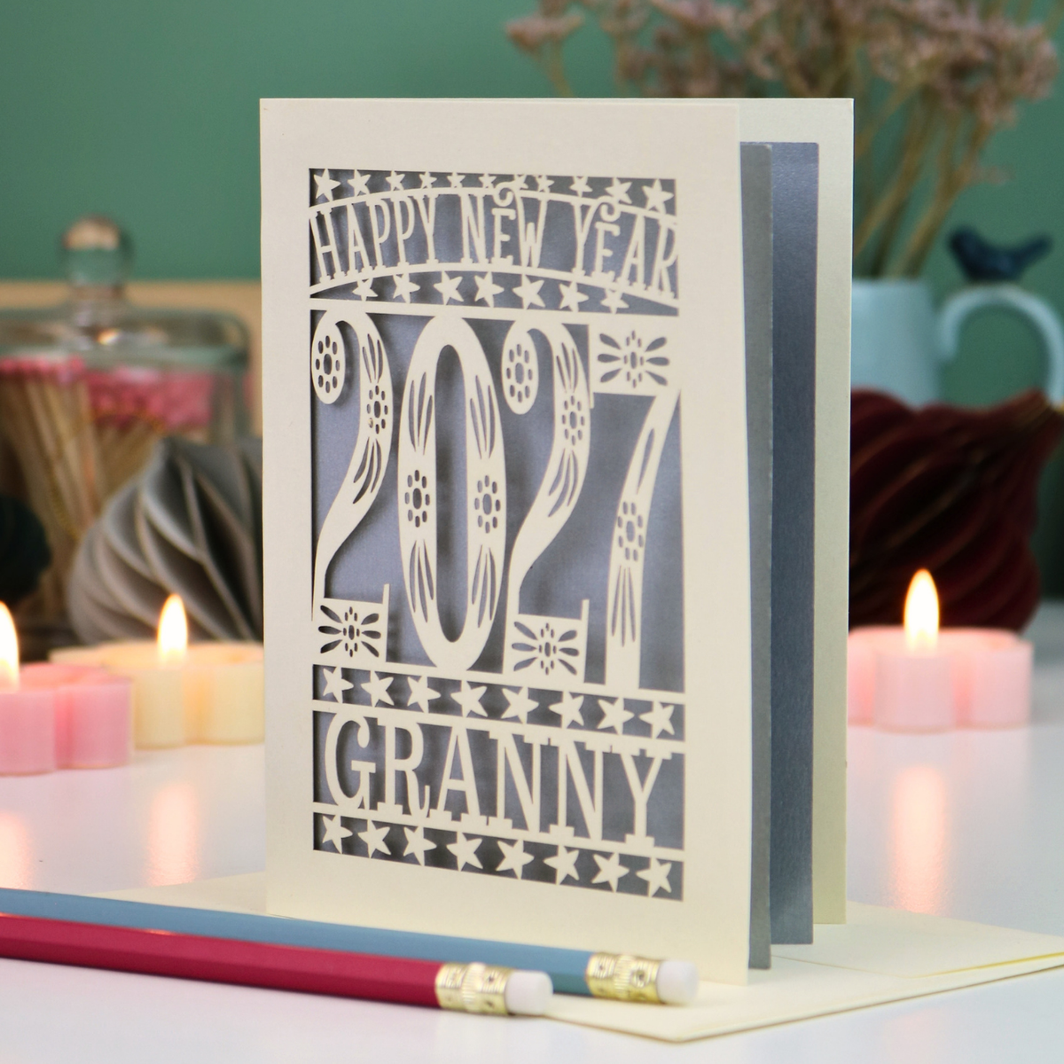 Personalised Papercut Happy New Year Card 2027