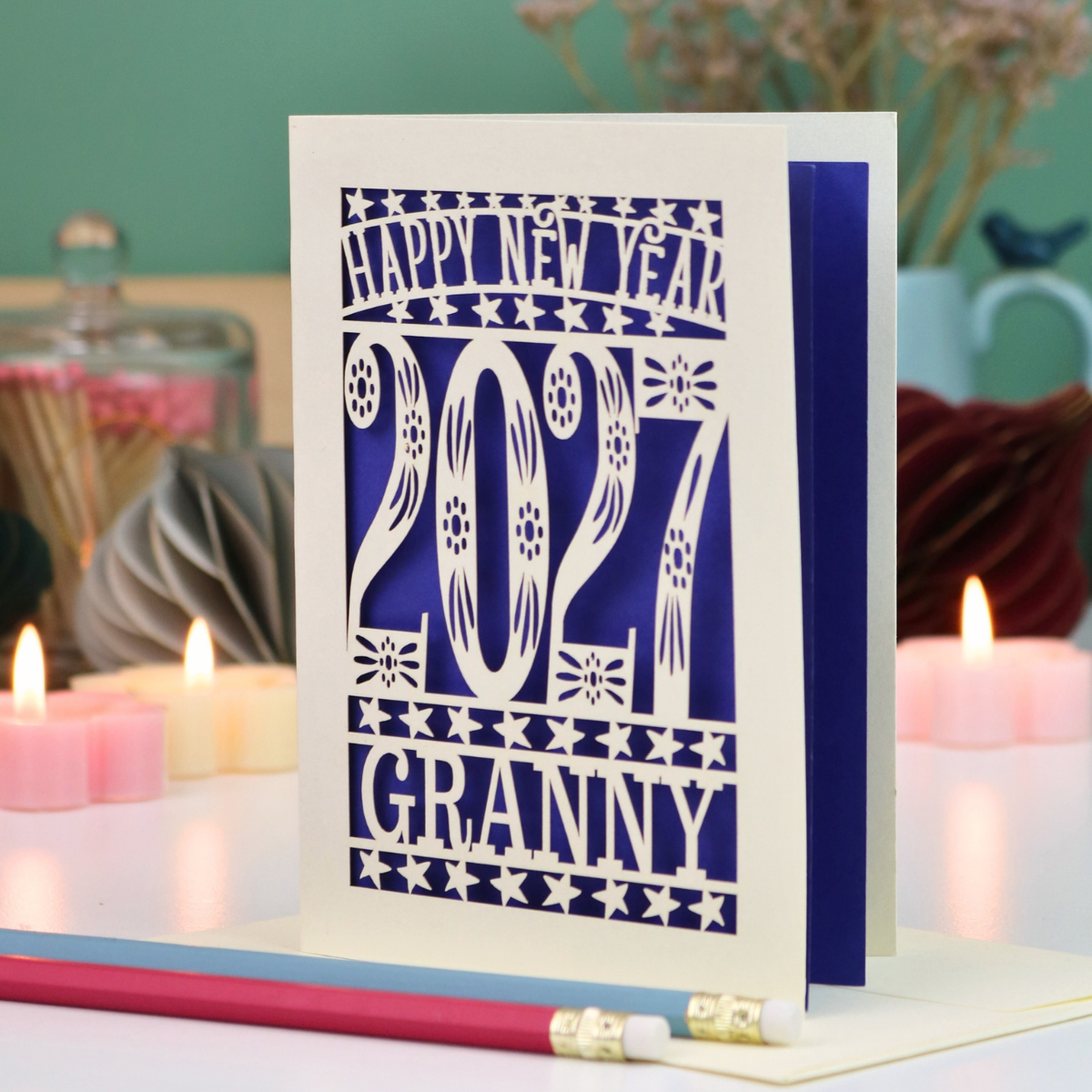 Personalised Papercut Happy New Year Card 2027