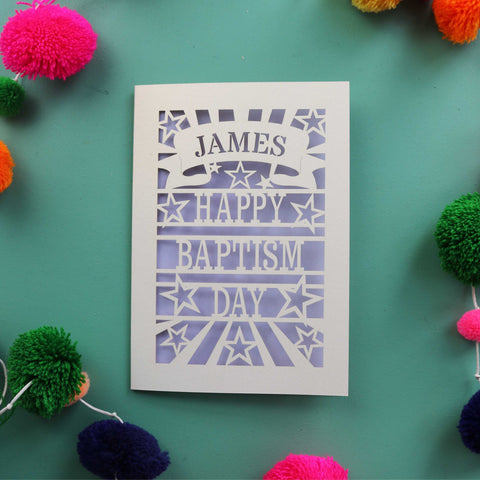 A unique personalised card for a Baptism day. - A5 / Lilac