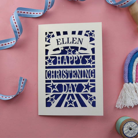 A cut out card for a Christening day - A5 / Infra Violet