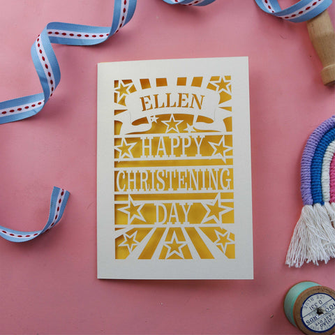 A cut out card for a Christening day - A5 / Sunshine Yellow