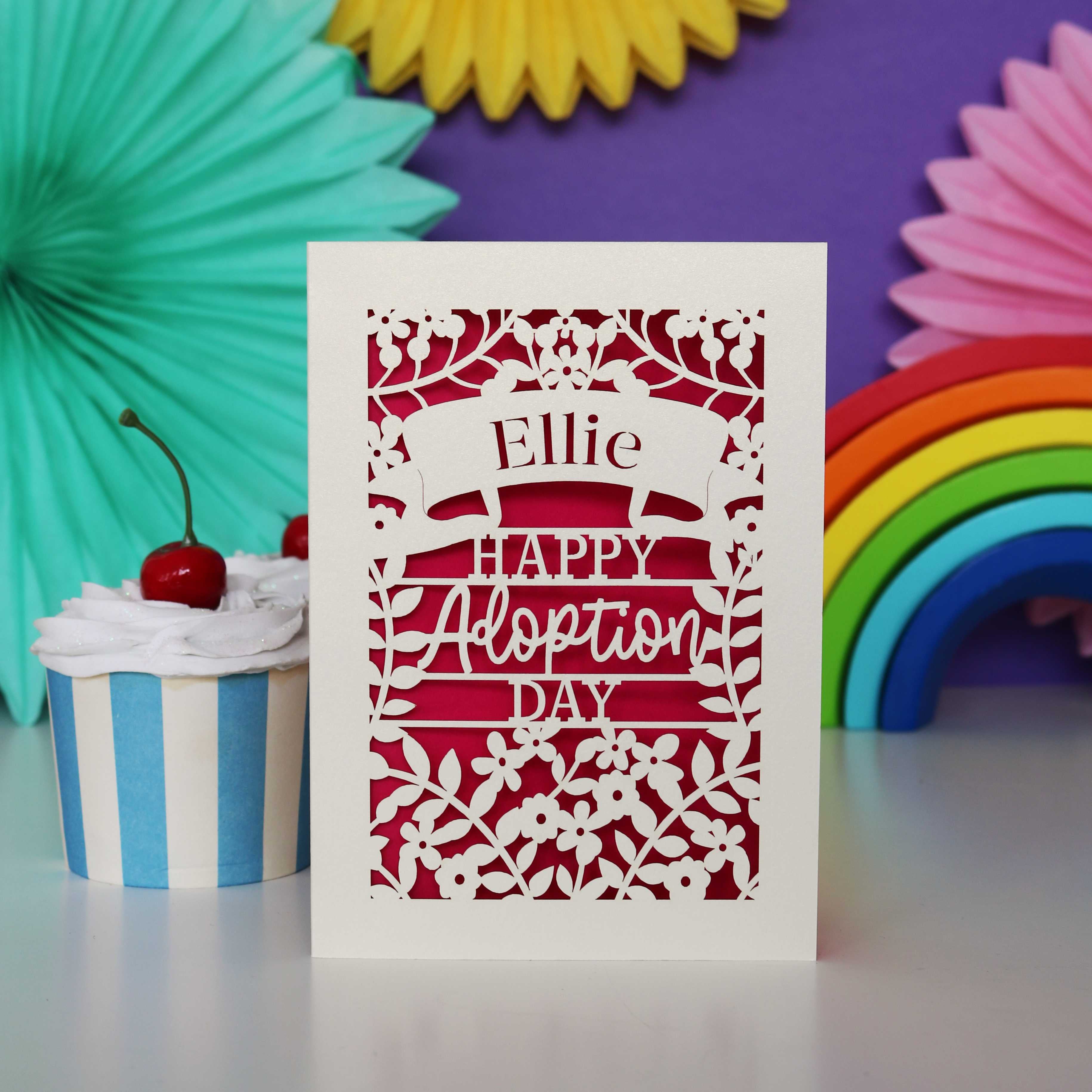 Personalised Papercut Happy Adoption Day Card